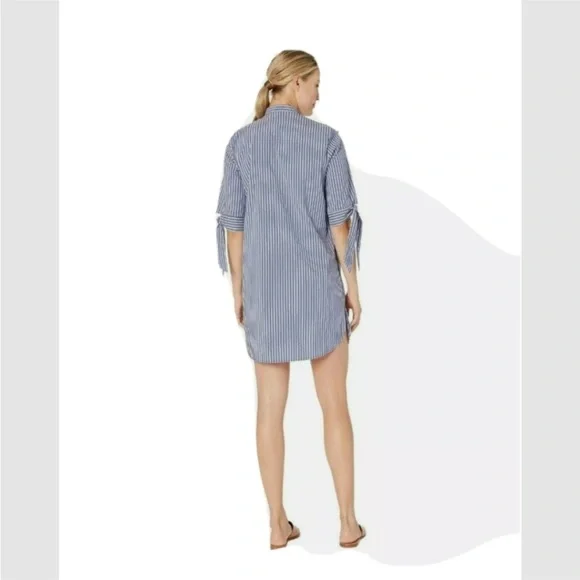 Michael Kors striped cotton poplin mini dress with tie sleeves - Picture 4 of 5